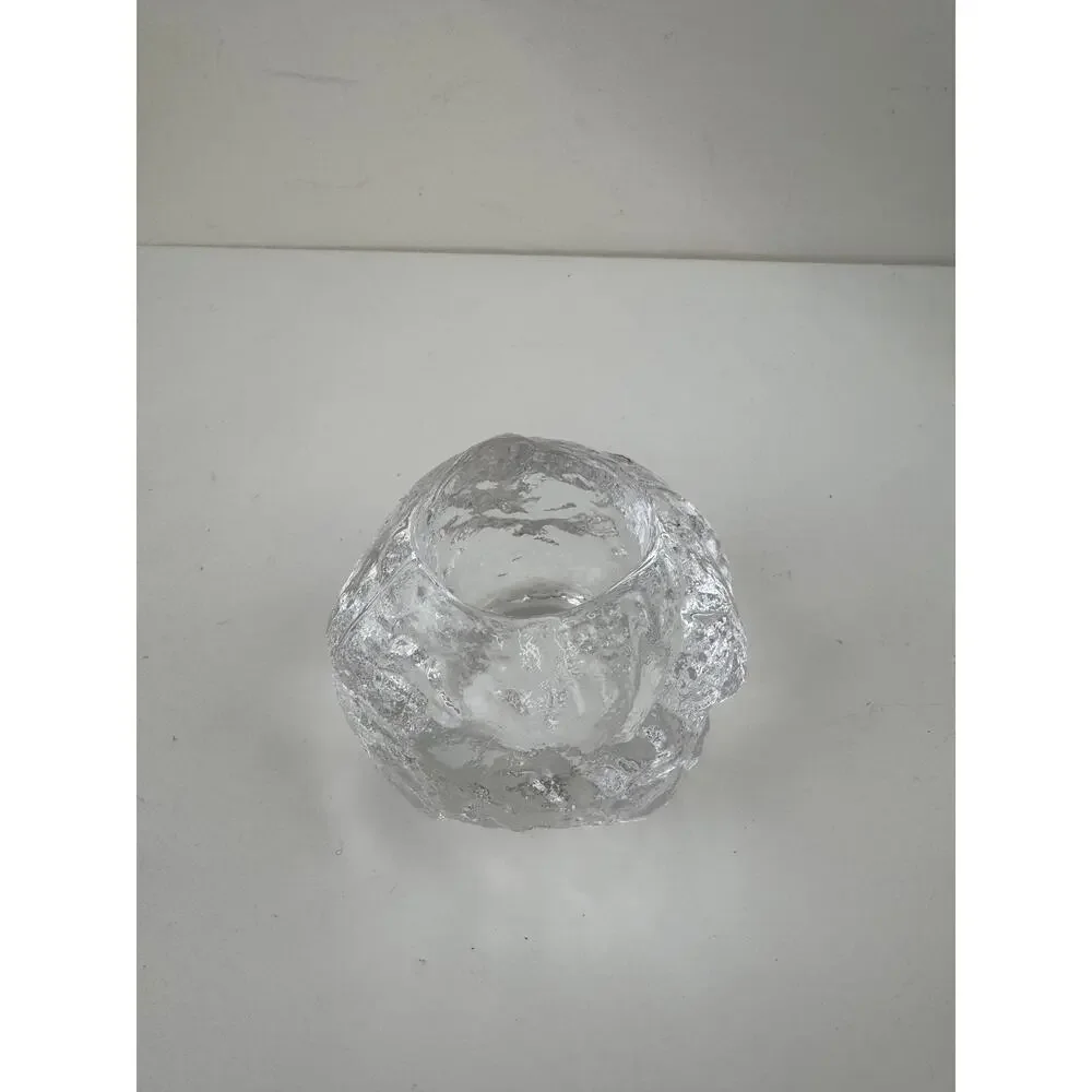 Vintage Kosta Boda Clear Snowball Votive Candle Holder Heavyweight Crystal Glass